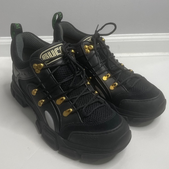 Gucci Team Flashtrek Black Lace up Hiking Sneakers Size 9.5 Italy - Picture 7 of 15